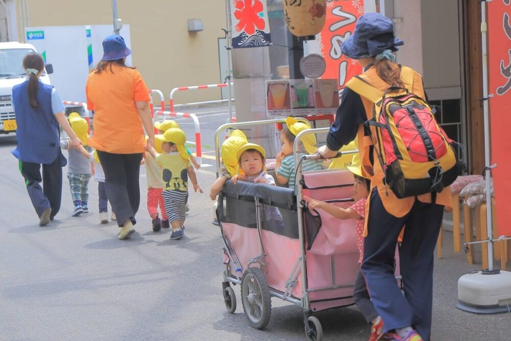Children in a Japanese nursery as part of the expanded child care access programme under new government support policies