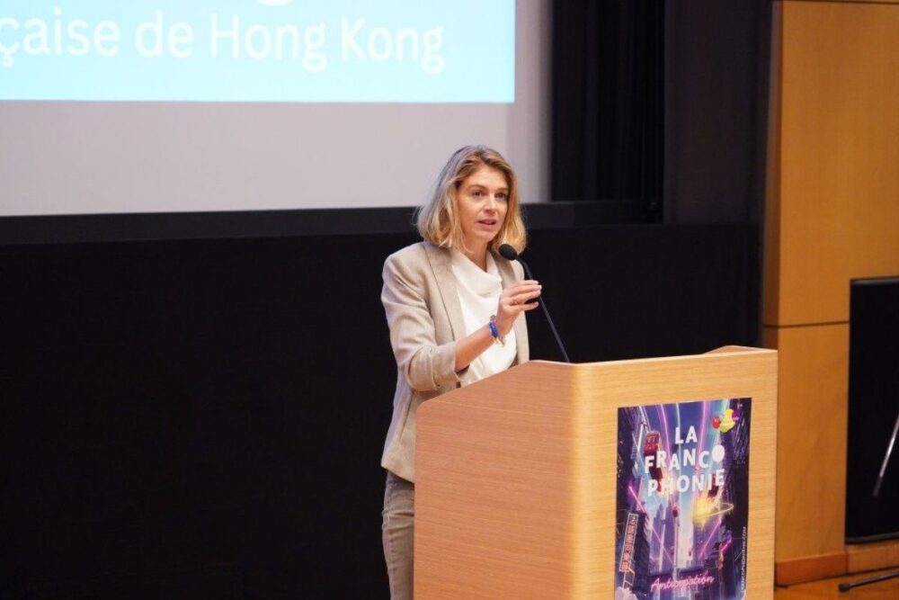 Julia Liotard-Vogt, Director of the Alliance Francaise de Hong Kong, speaking about the expansion of French language education in local schools