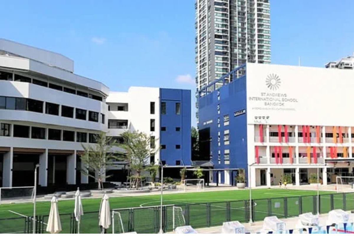 Exterior view of British International School Hanoi campus showcasing modern architecture and landscaped surroundings