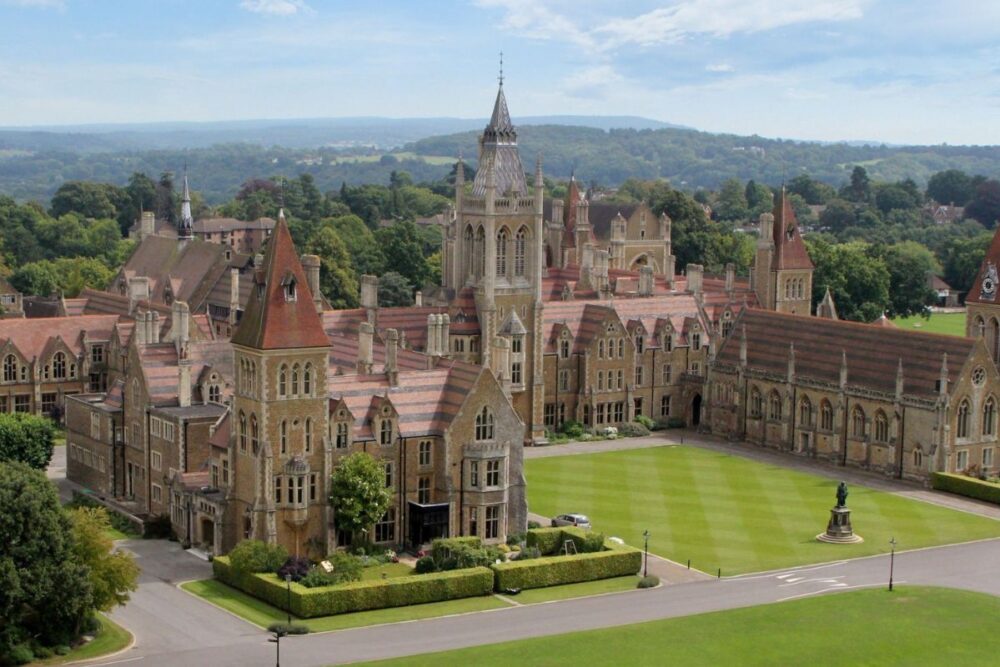 Aerial view of the Charterhouse Almaty campus showcasing the British school in Almaty grounds and facilities