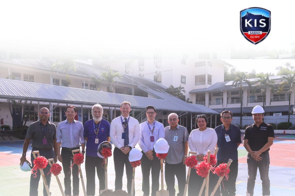 Staff members at Kinabalu International School mark the official start of construction