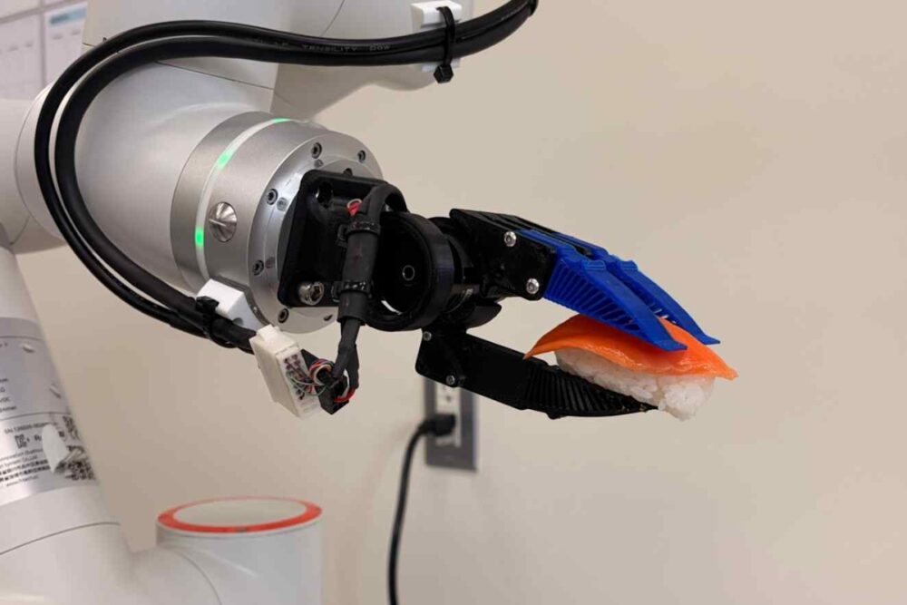 AI-powered robotic arm developed by a Japanese university startup handling delicate food with precision