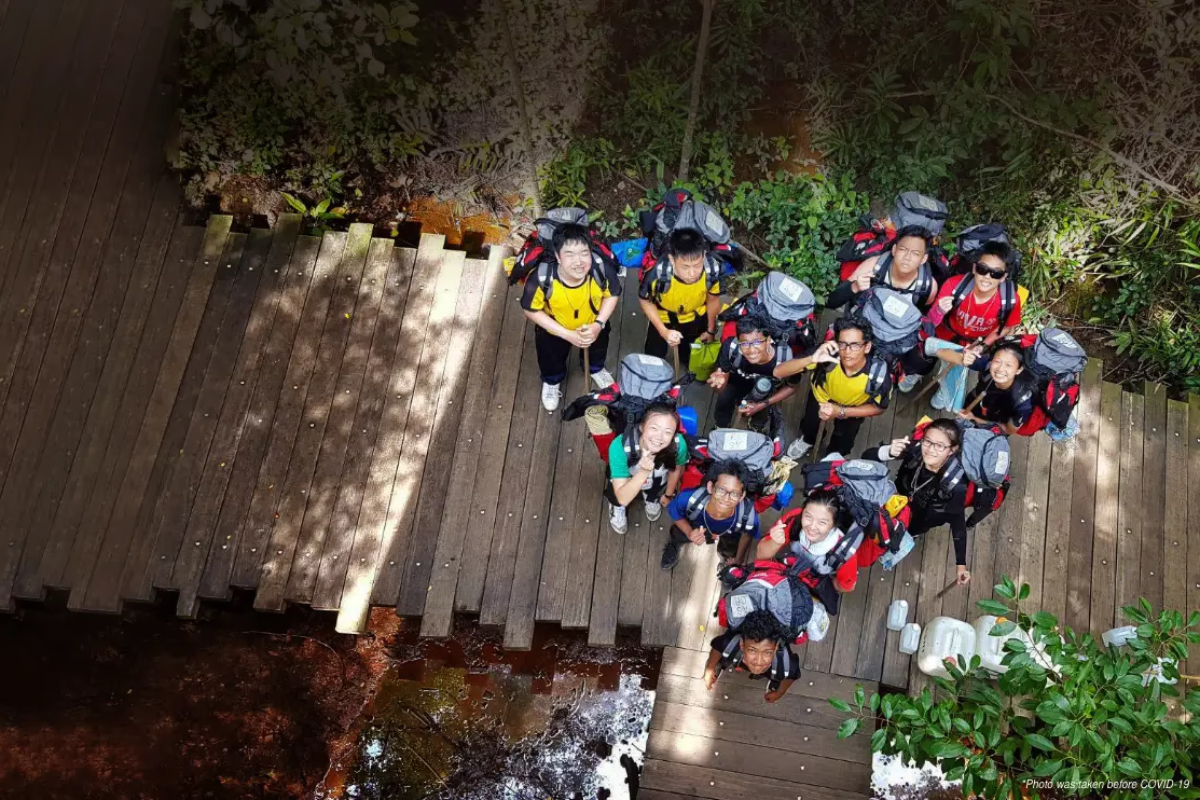Students take part in outdoor adventure learning at Singapore's new OBS Coney Island Campus