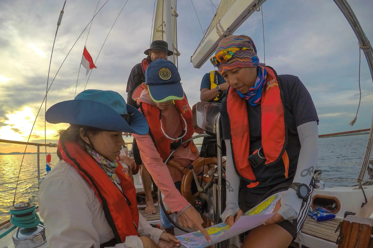 Students work together on challenges designed to build confidence, communication and problem-solving skills
