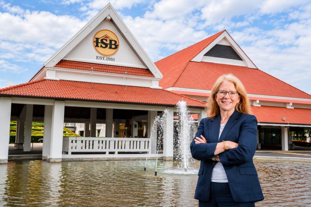 Daisy Pellant, Head of School at International School Bangkok, outside the school’s campus entrance. Image via The BSA